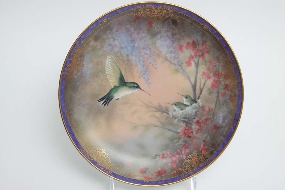 Assortment of Hummingbird and Floral Editioned Collector Plates