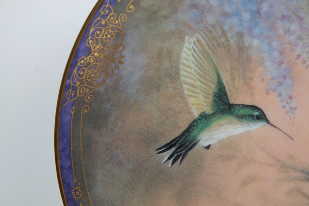 Assortment of Hummingbird and Floral Editioned Collector Plates