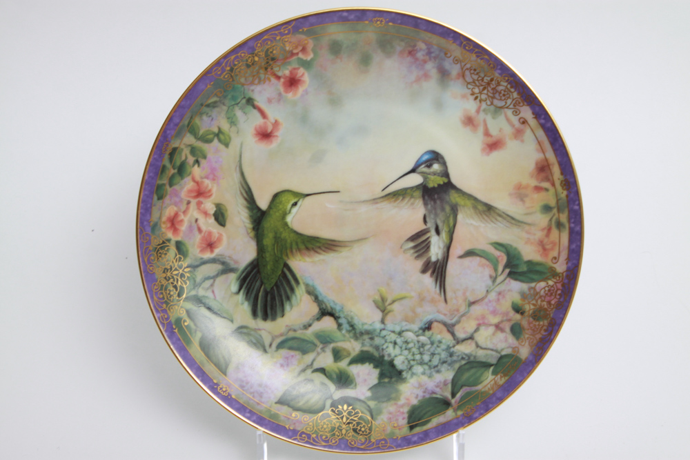 Assortment of Hummingbird and Floral Editioned Collector Plates