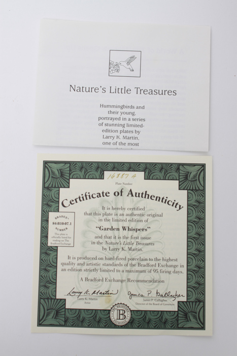 Assortment of Hummingbird and Floral Editioned Collector Plates