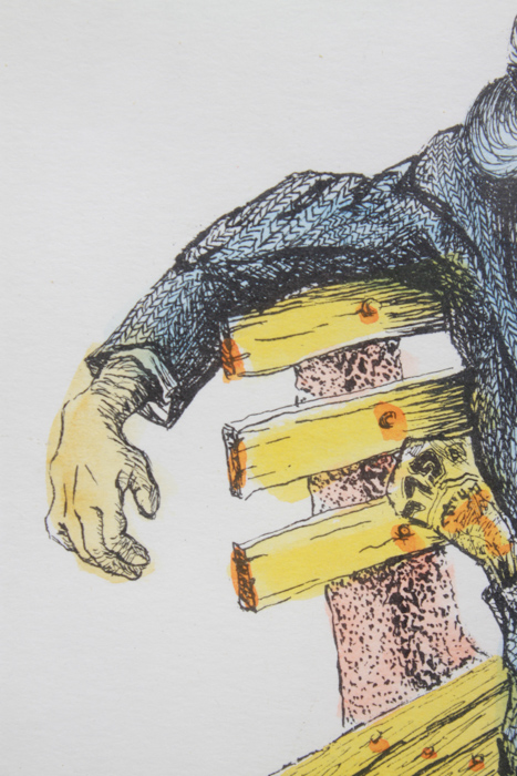 Signed Nori "Pretzel Man" Hand Colored Lithograph