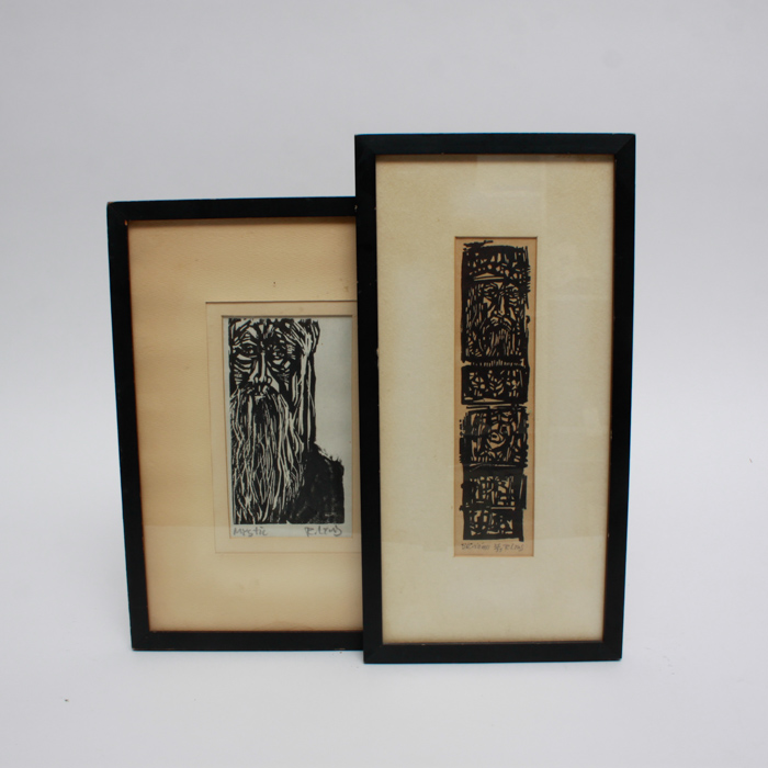 Pair of Signed Woodcut Relief Prints