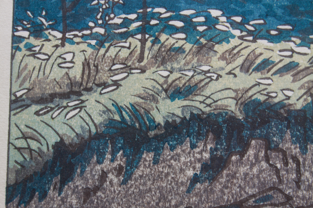 Signed Shiro Kasamatsu "Musashi Arashiyama" Woodblock Print