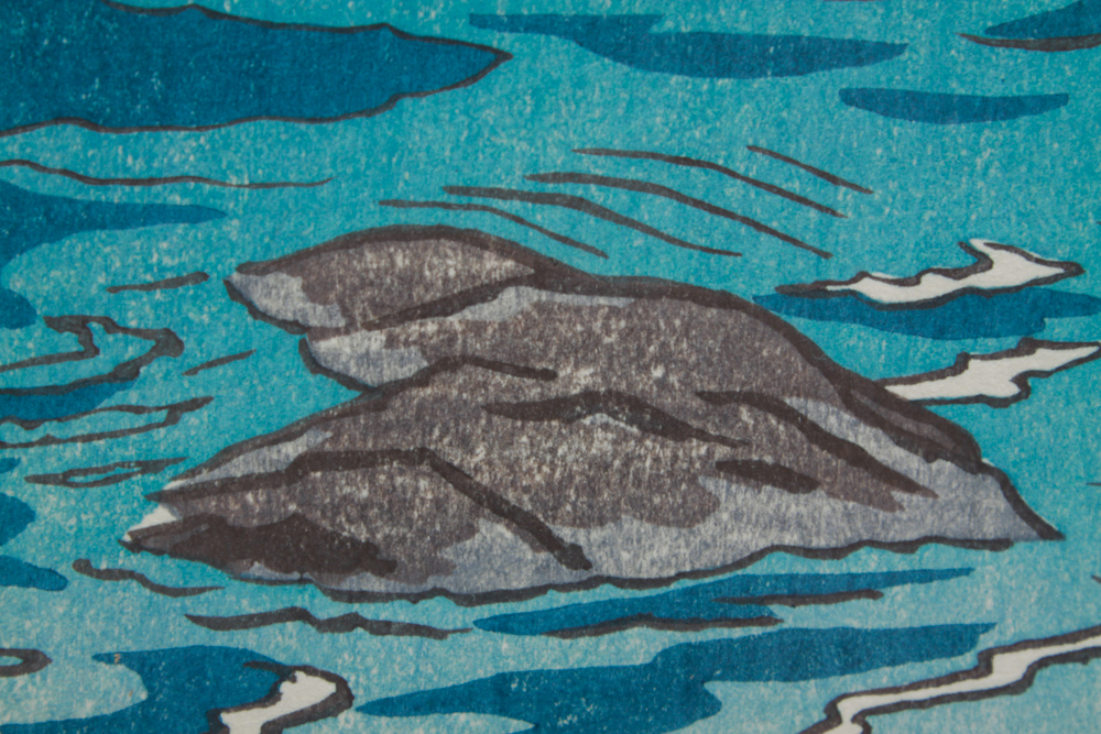 Signed Shiro Kasamatsu "Musashi Arashiyama" Woodblock Print