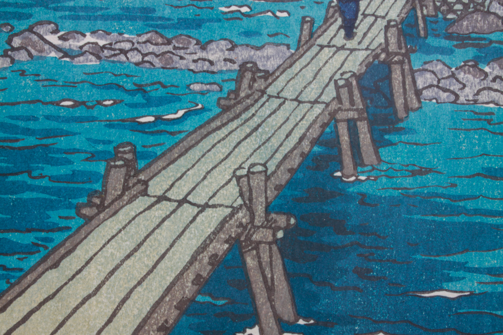 Signed Shiro Kasamatsu "Musashi Arashiyama" Woodblock Print