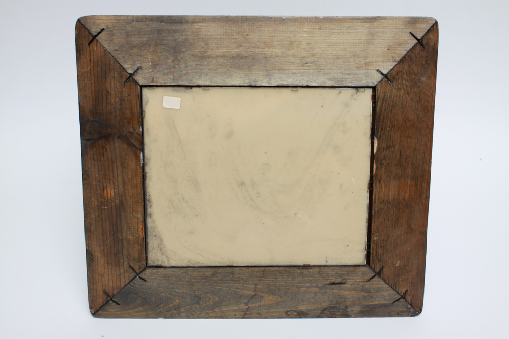 Hand Colored Resin Plaque in Wooden Frame