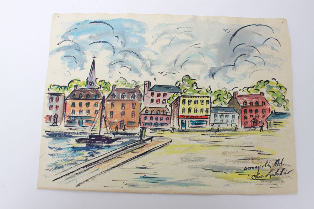 Signed Original Watercolor City Scenes