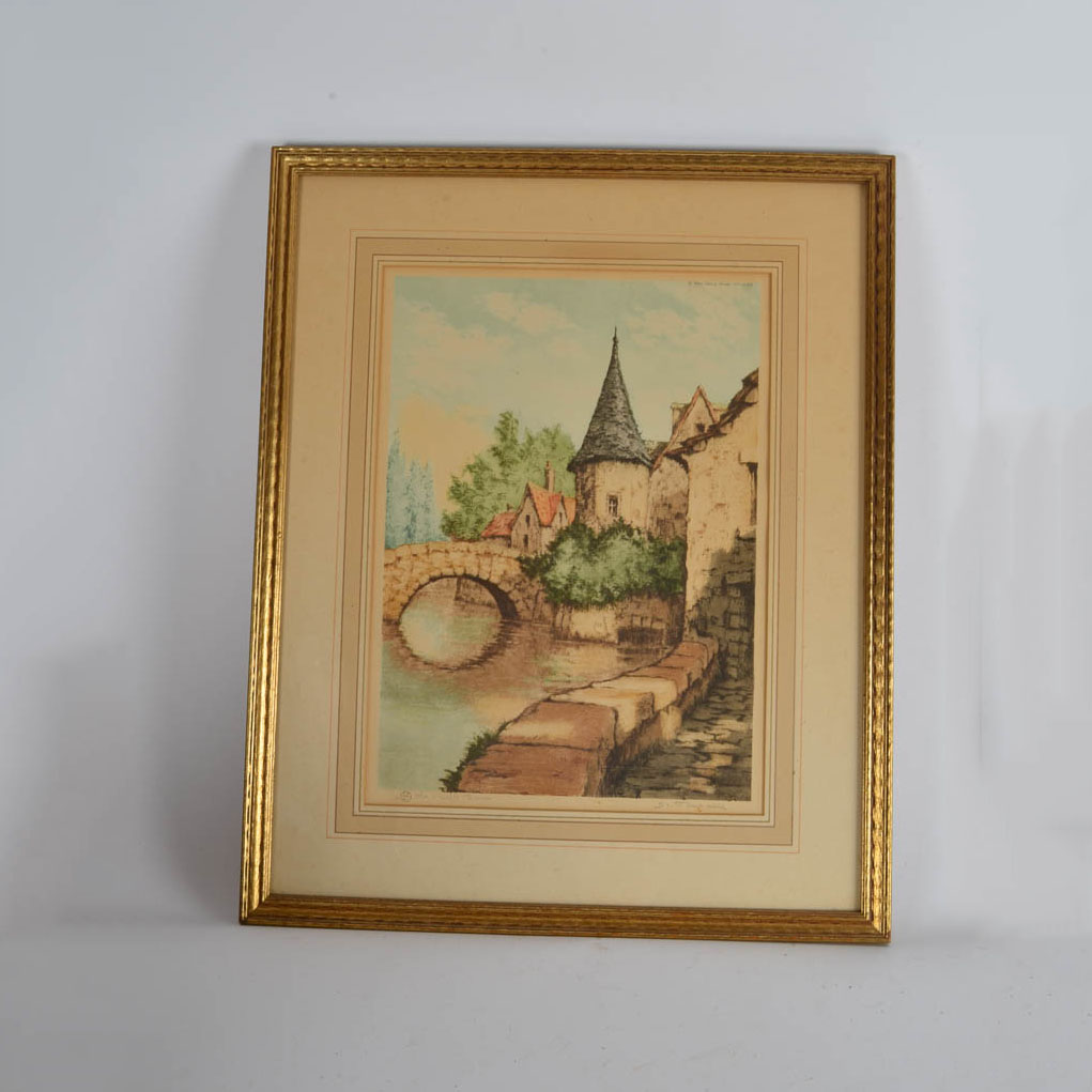 "The Old Tower" Etching by De Fontaine