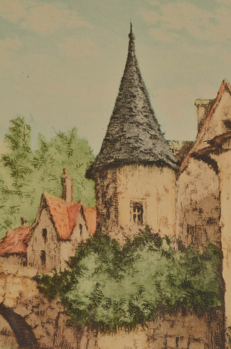 "The Old Tower" Etching by De Fontaine