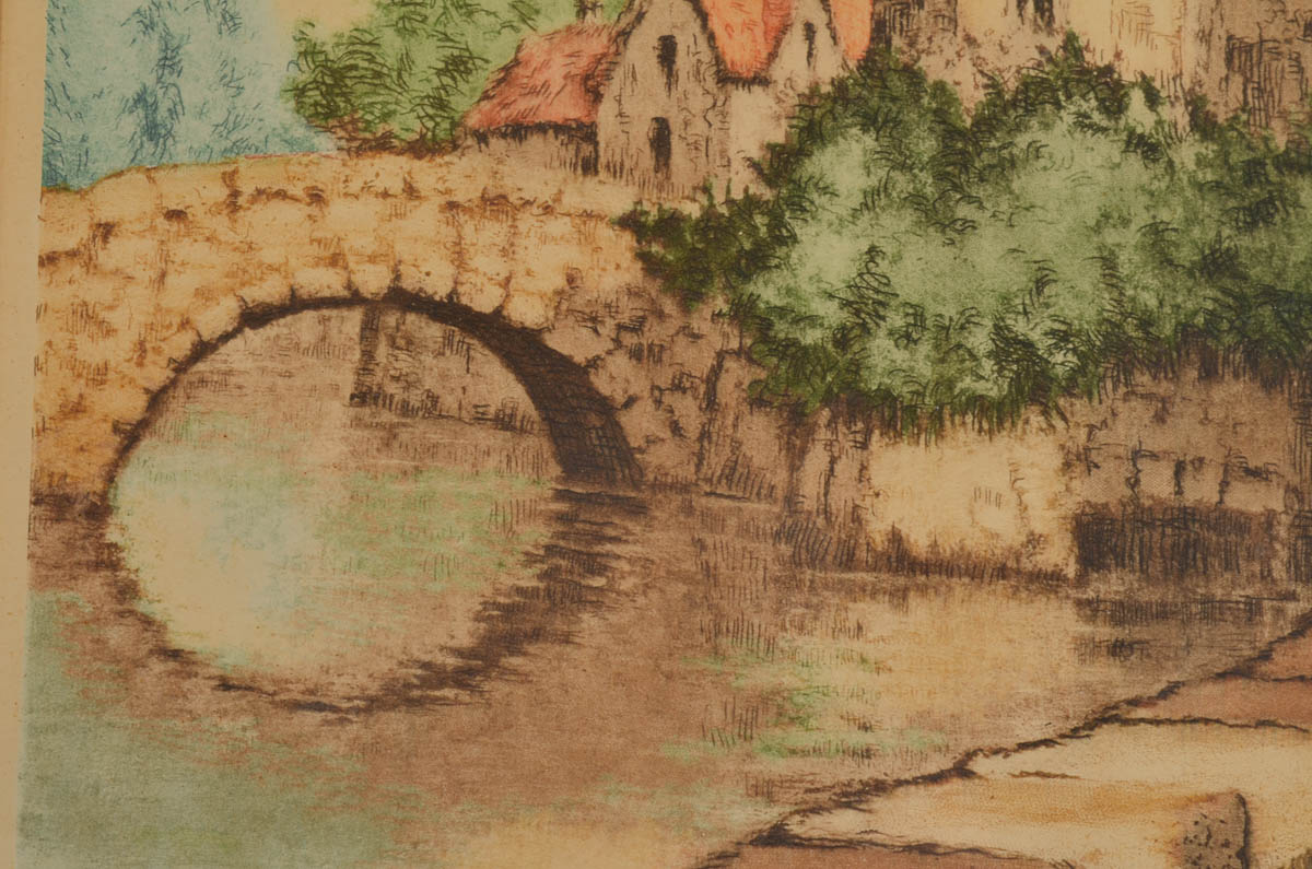 "The Old Tower" Etching by De Fontaine