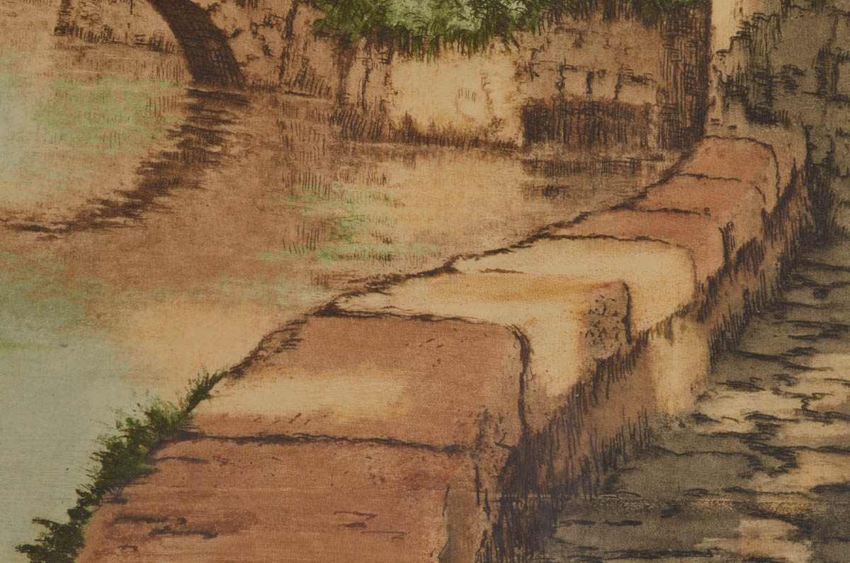 "The Old Tower" Etching by De Fontaine