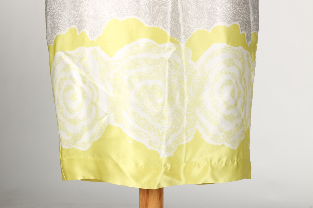 Ellen Tracy Light Grey and Chartreuse Dress