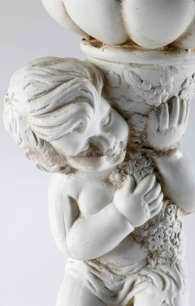White Ceramic Cherub Bird Bath