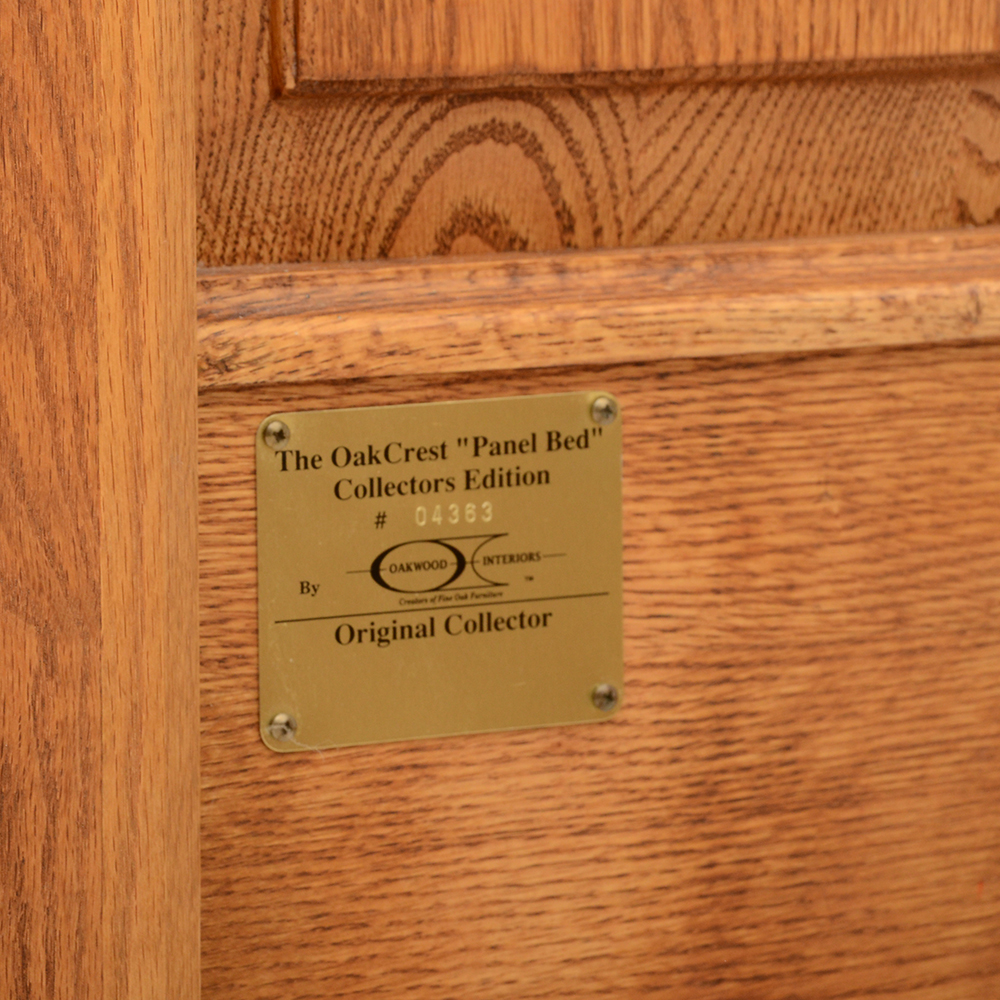 Oakwood Interiors Queen Size Carved Oak "Oakcrest" Panel Bed