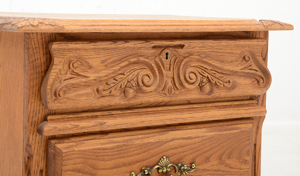 Oakwood Interiors Carved Oak Nightstands