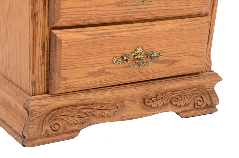 Oakwood Interiors Carved Oak Nightstands