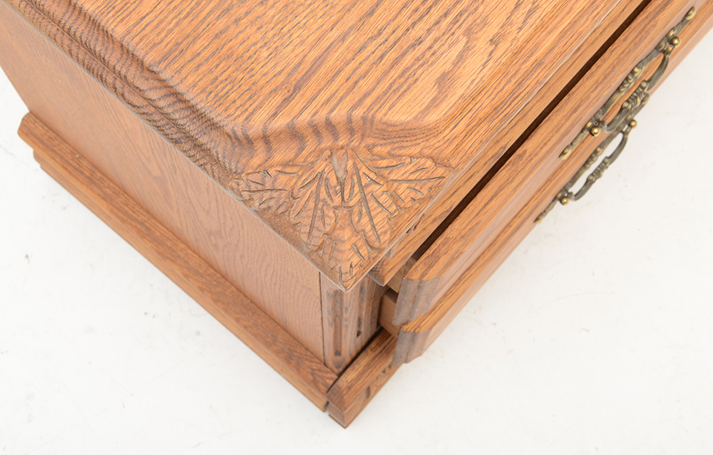 Oakwood Interiors Carved Oak Nightstands