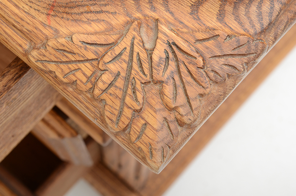 Oakwood Interiors Carved Oak Nightstands