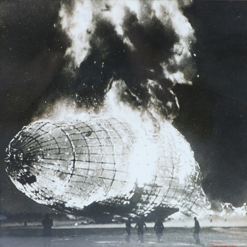 Black and White Photograph of Hindenburg Disaster
