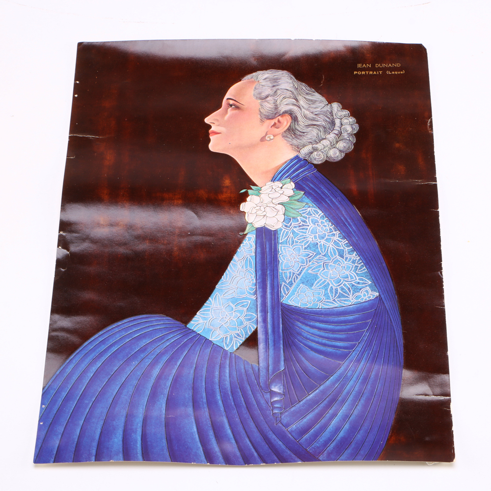 Jean Dunand (1877 - 1942) Lacquered Portrait Print of Madame Agnès