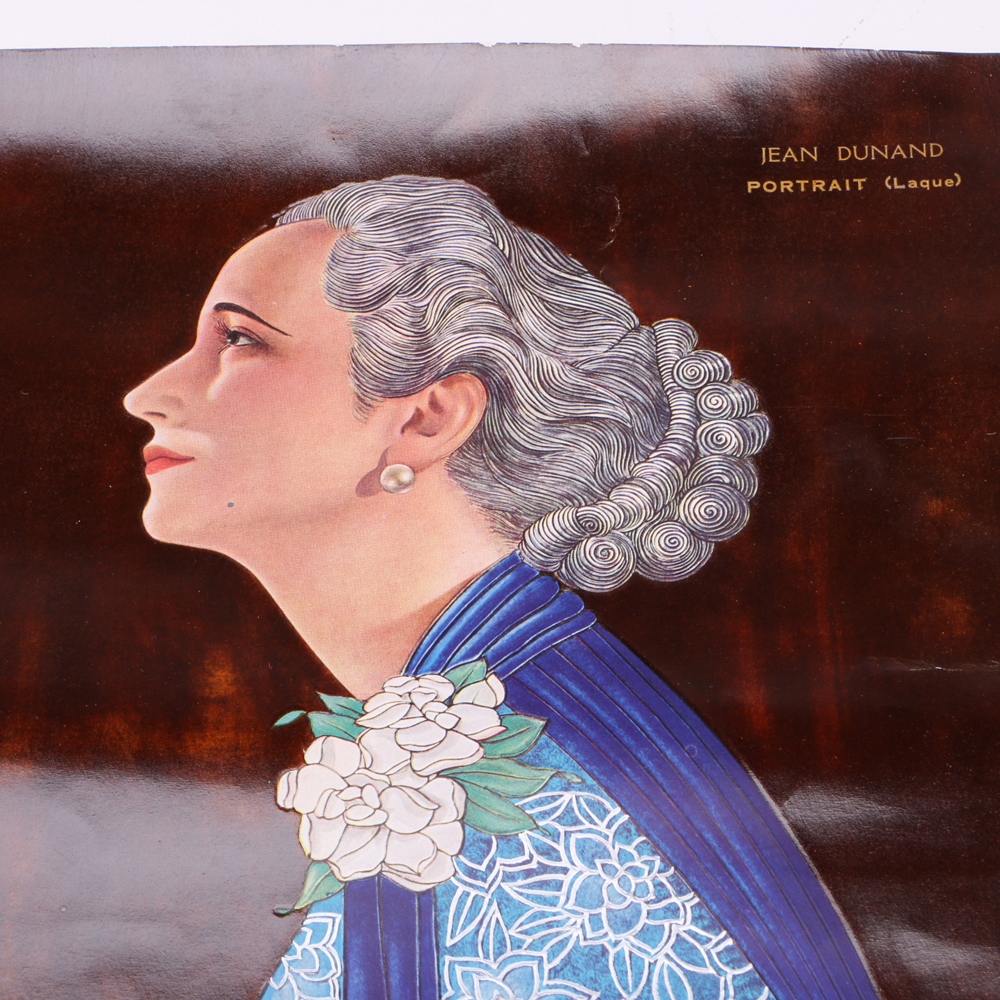 Jean Dunand (1877 - 1942) Lacquered Portrait Print of Madame Agnès