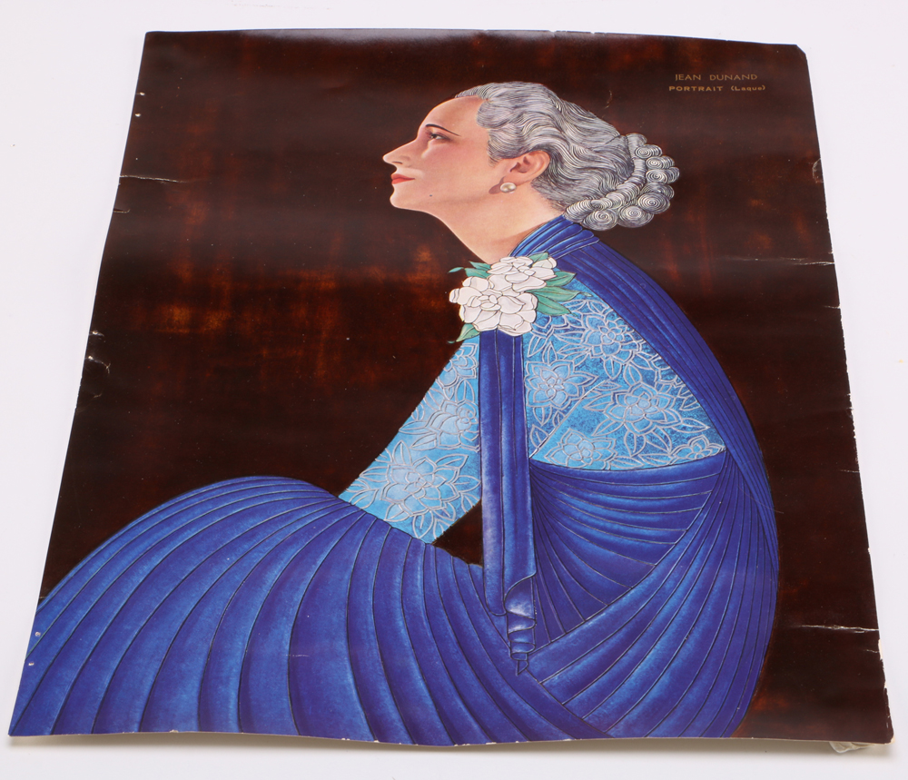 Jean Dunand (1877 - 1942) Lacquered Portrait Print of Madame Agnès