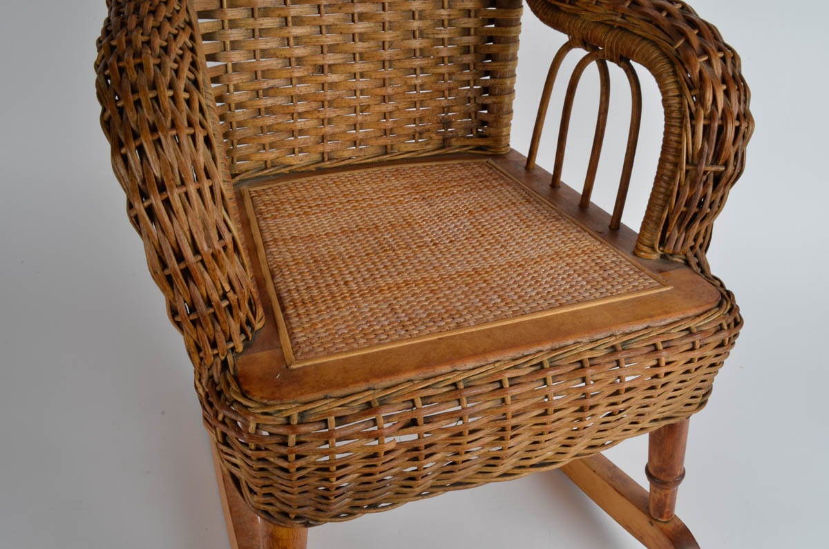 P. Derby Wicker Childs Rocking Chair