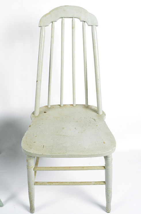 Set of Four Vintage Wooden Green Chairs