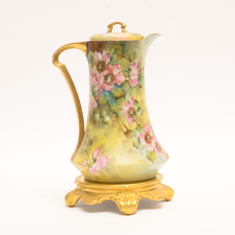 Porcelain Limousine Limoges Chocolate Pot