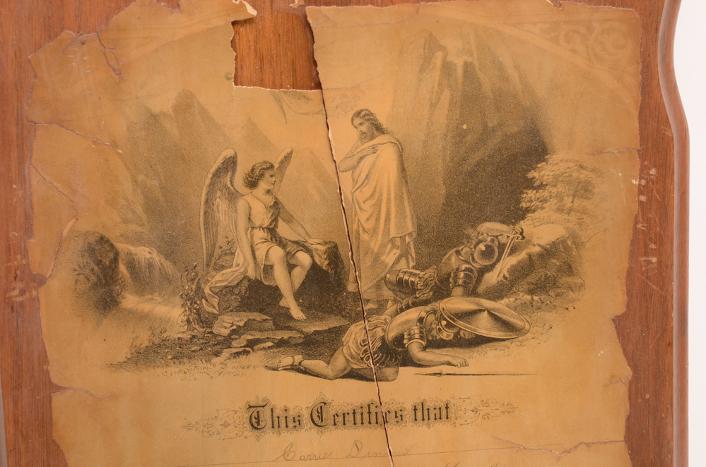 Antique Church Membership Certificate on Plaque