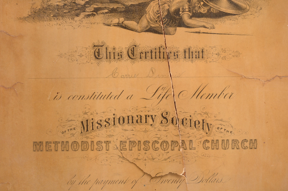 Antique Church Membership Certificate on Plaque