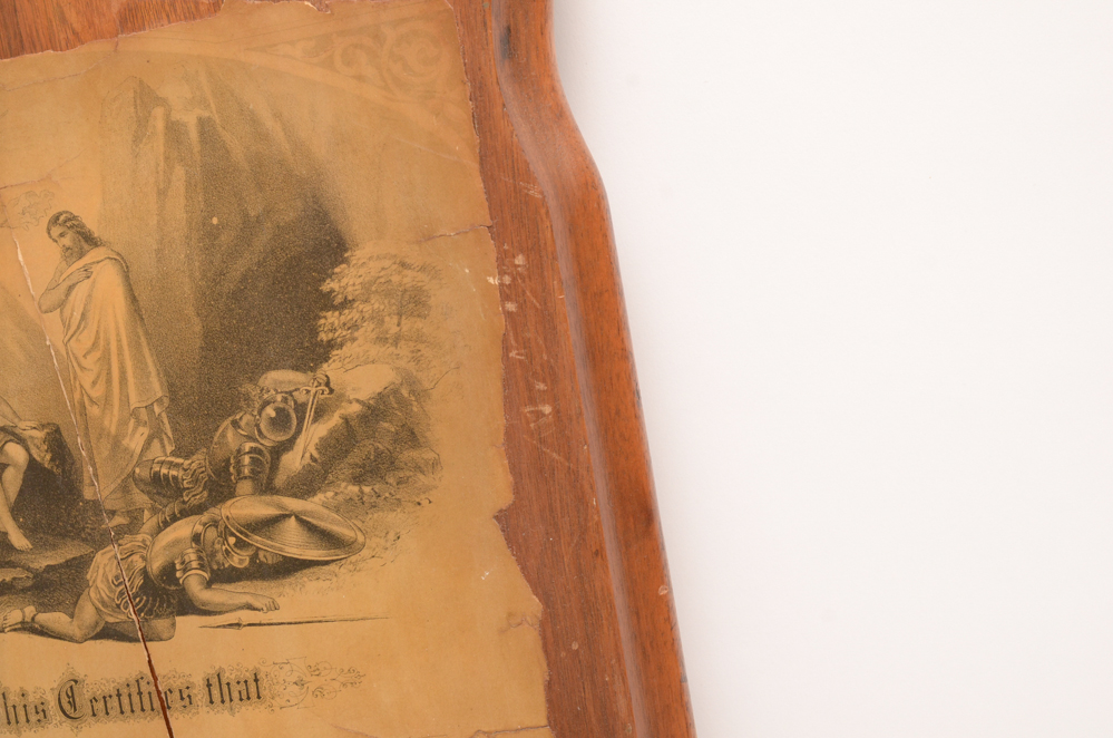 Antique Church Membership Certificate on Plaque