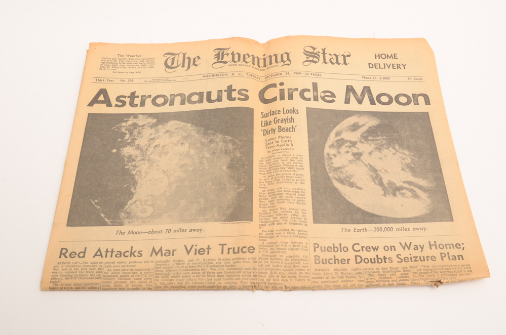 1960s Apollo 8 and Moon Landing Newspapers and LIFE Magazine