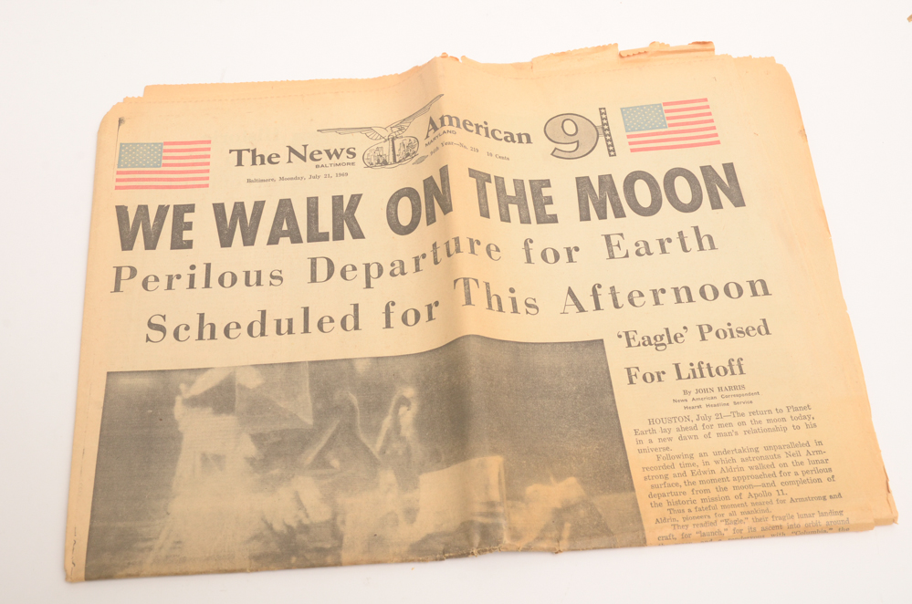 1960s Apollo 8 and Moon Landing Newspapers and LIFE Magazine