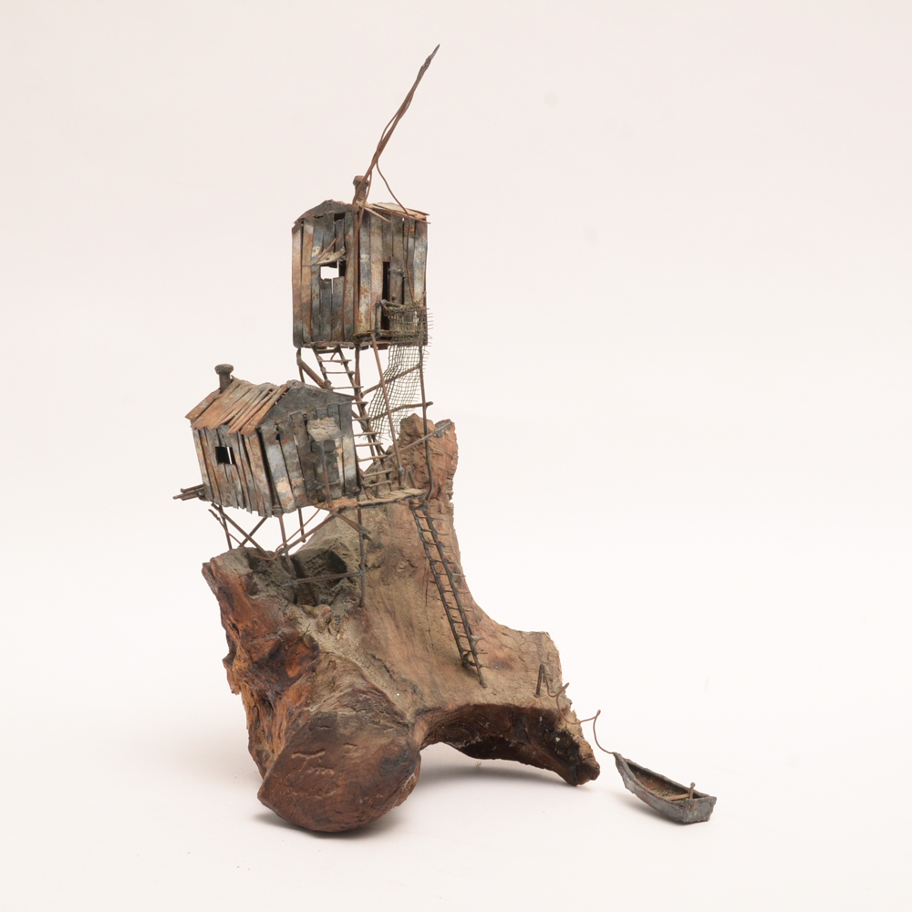 Tim Holmes Sculpture of Stilted Waterfront Cottages