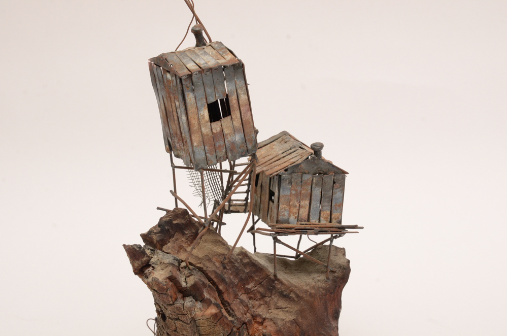 Tim Holmes Sculpture of Stilted Waterfront Cottages