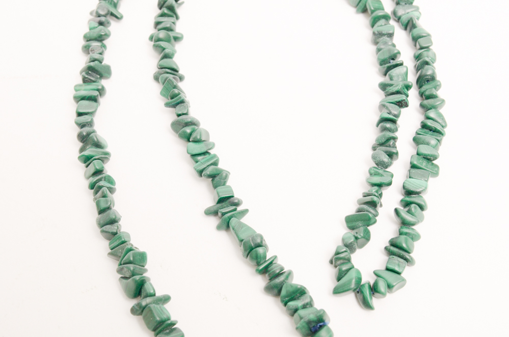 Collection of Carved Stone and Glass Bead Necklaces