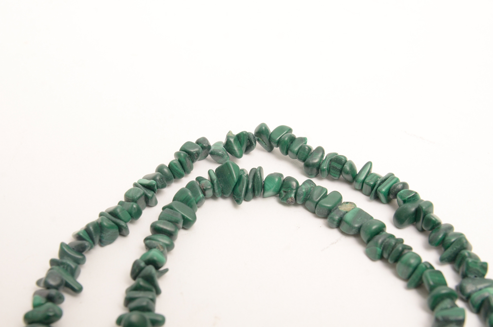 Collection of Carved Stone and Glass Bead Necklaces