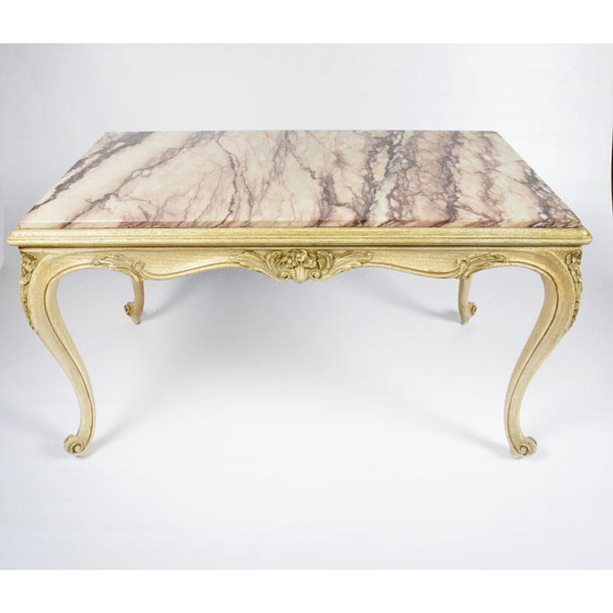 Vintage Marble Coffee Table with Gold Wooden Legs