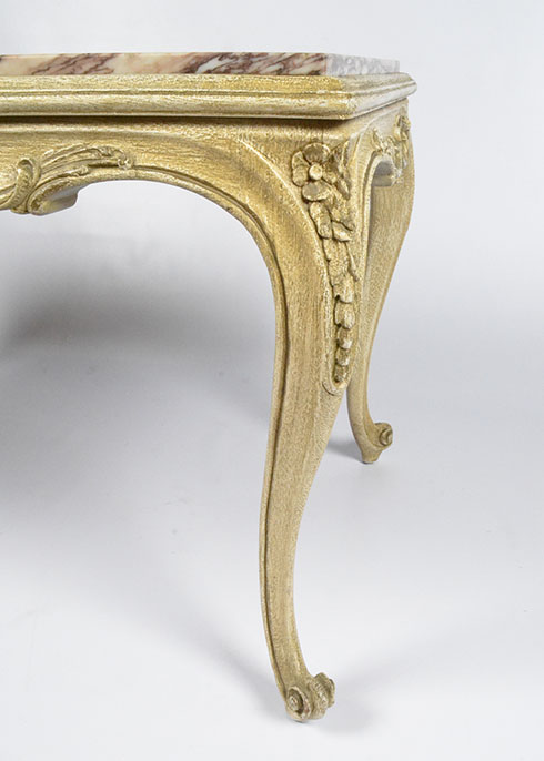 Vintage Marble Coffee Table with Gold Wooden Legs