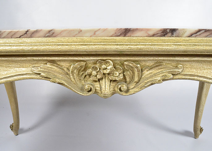 Vintage Marble Coffee Table with Gold Wooden Legs
