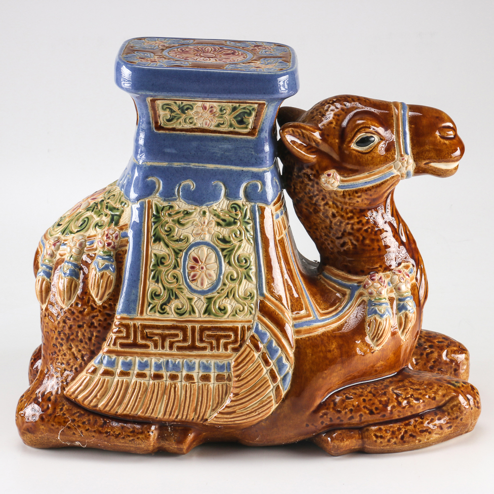 Fully Painted and Glazed Ceramic Camel