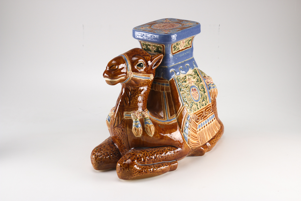 Fully Painted and Glazed Ceramic Camel
