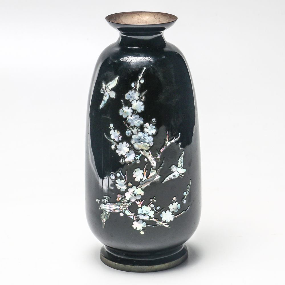 Chinese Enameled Vase with Mother of Pearl Inlay