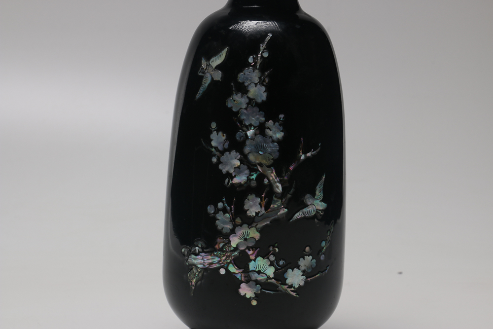 Chinese Enameled Vase with Mother of Pearl Inlay