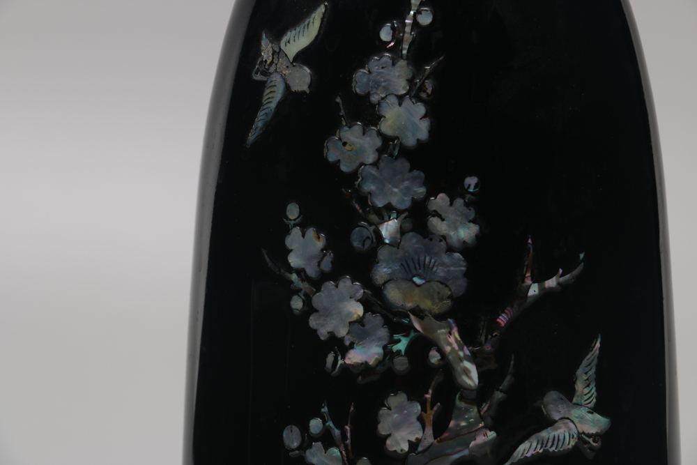 Chinese Enameled Vase with Mother of Pearl Inlay