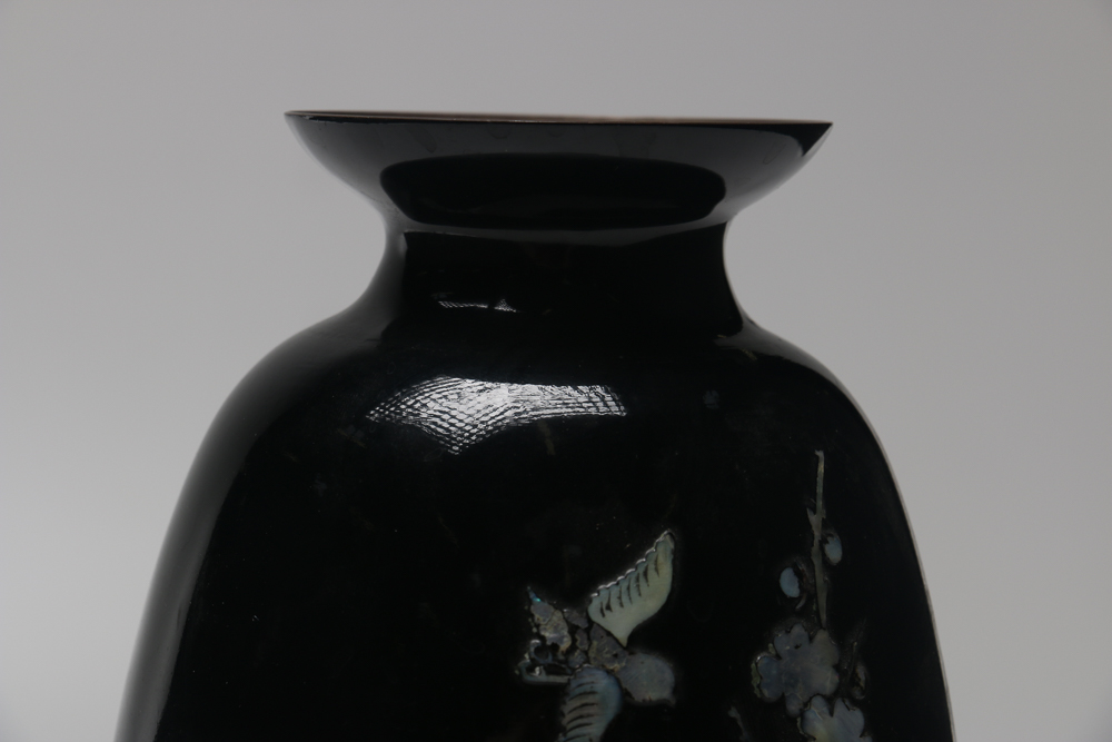 Chinese Enameled Vase with Mother of Pearl Inlay