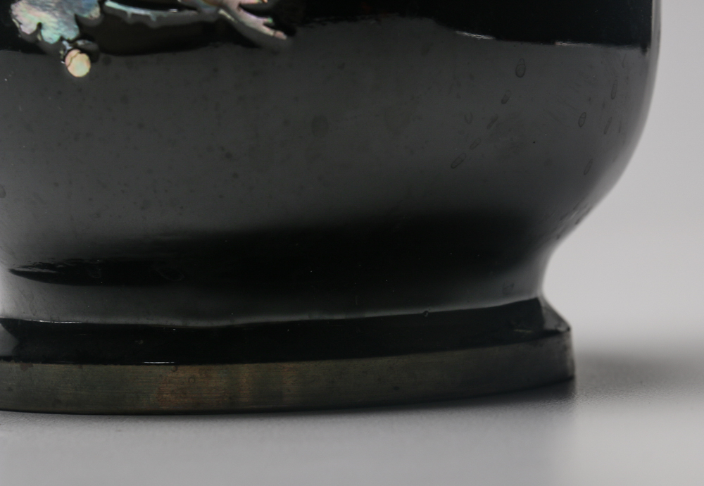 Chinese Enameled Vase with Mother of Pearl Inlay