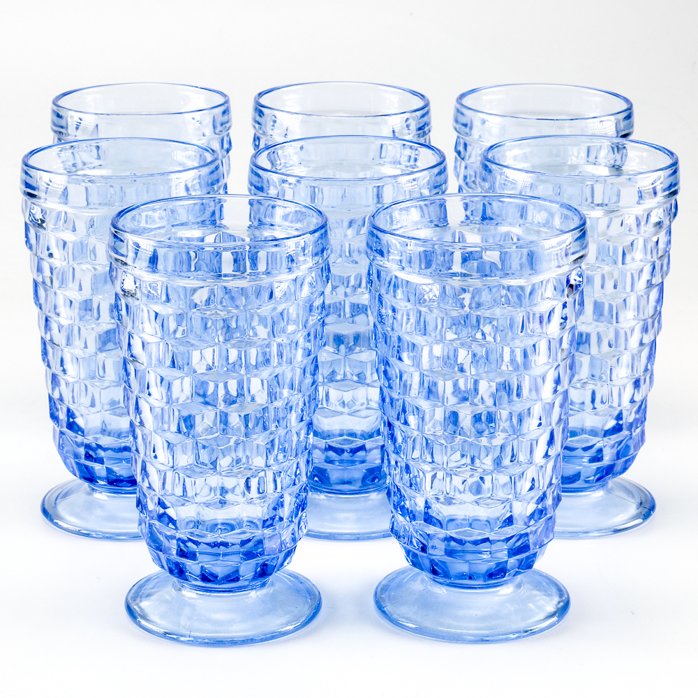 Footed Blue Drinking Glasses