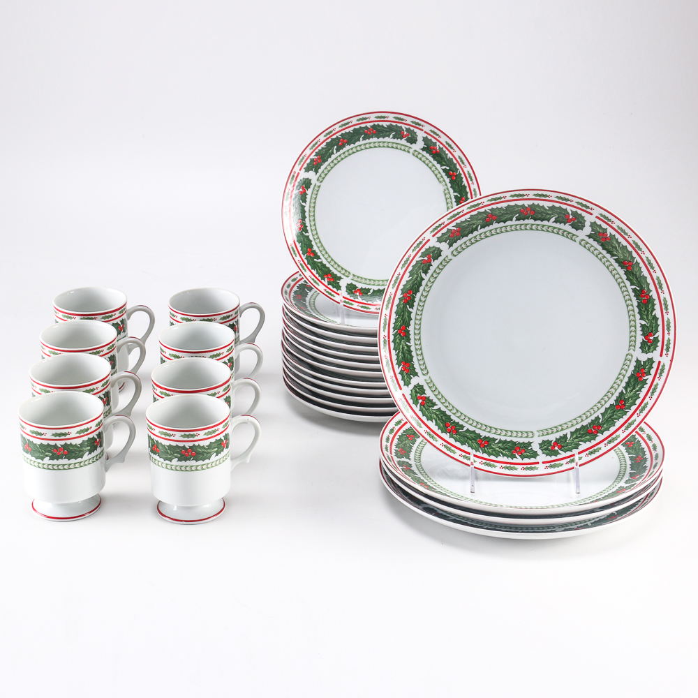 Lefton Holiday Holly Plates and Mugs